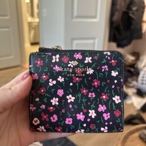 Kate Spade Black and Pink Floral Wallet